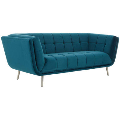3 Seater Green Fabric Sofa, Sabine