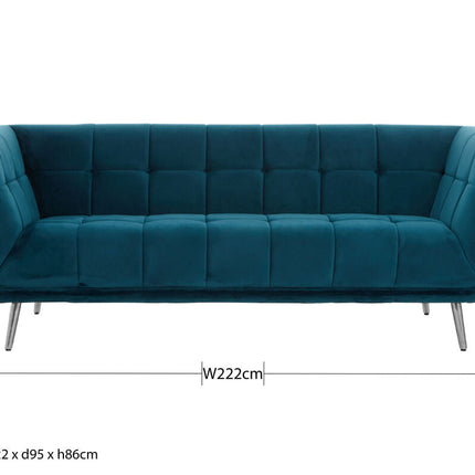 3 Seater Green Fabric Sofa, Sabine