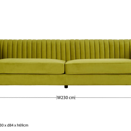 3 Seater Green Velvet Sofa, Brasa