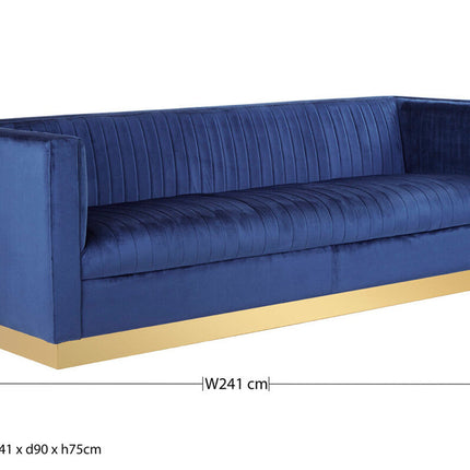 3 Seater Deep Blue Sofa, Opal