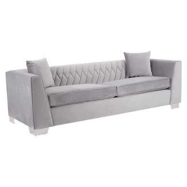 3 Seater Grey Velvet Sofa, Rashika