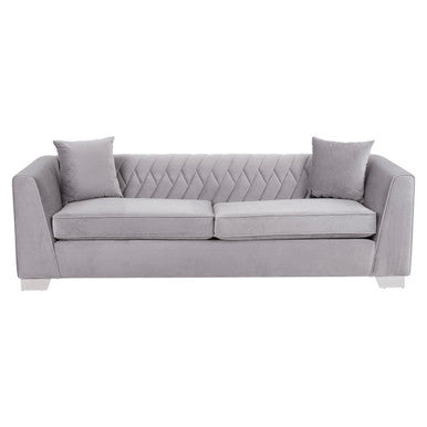 3 Seater Grey Velvet Sofa, Rashika
