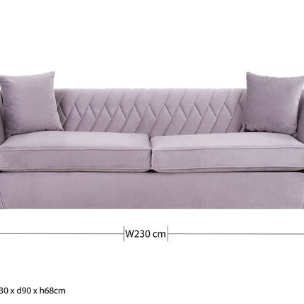 3 Seater Grey Velvet Sofa, Rashika