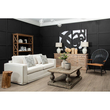 3 Seater Cream Fabric Sofa, Valensole