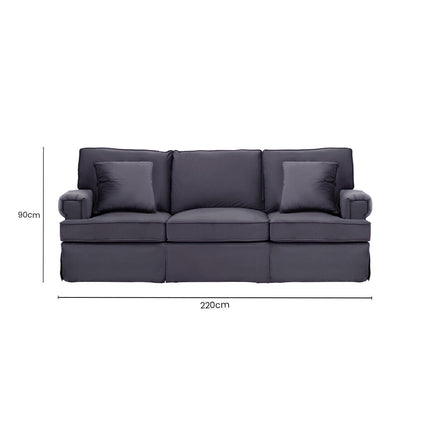 3 Seater Black Velvet Sofa, Ralph