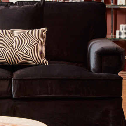 3 Seater Black Velvet Sofa, Ralph