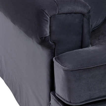3 Seater Black Velvet Sofa, Ralph