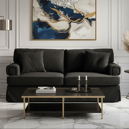 2 Seater Black Velvet Sofa, Ralph