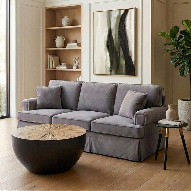 3 Seater Grey Velvet Sofa, Ralph
