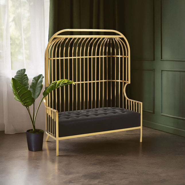 2 Seater Gold Dome Cage Sofa, Eliza