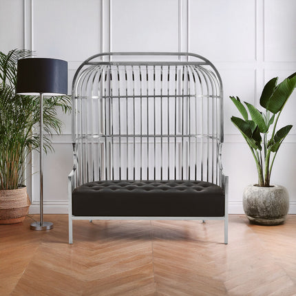 2 Seater Dome Cage Silver Sofa, Eliza