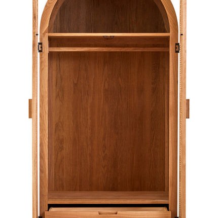 Lyon Rattan and Oak Wood 2 Door Wardrobe
