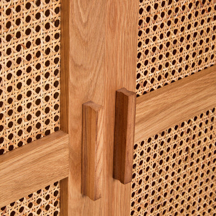 Lyon Rattan and Oak Wood 2 Door Wardrobe