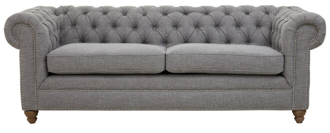 3 Seater Grey Linen Sofa, Stella