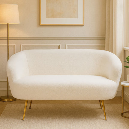 2 Seater Sofa With Gold Finish Legs, Yazmin