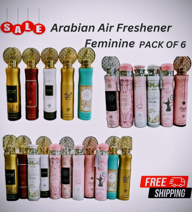 Arabian Air Freshener 6 x 300ml Long Lasting Room Spray Choose 6 Mix And Match