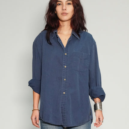 Party Back Shirt - Gold Sequin - Blue Cotton