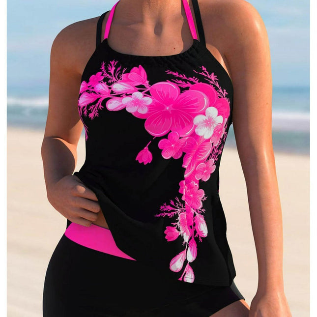 Plus Size Bikini Swimsuit - Two Piece Color Block Swimwear