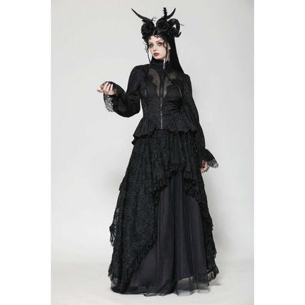 Dark in Love Felicity Gothic Lacey Zip Up Tailcoat Shirt