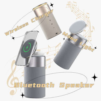 3-in-1 Wireless Charging Station with Bluetooth Speaker & LED Lamp | iPhone AirPods Charger