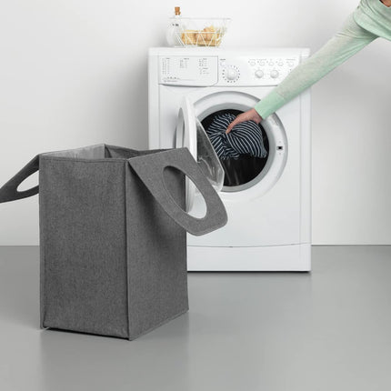 Brabantia - Laundry Bag Rectangular - Foldable Top - Quick-drop Opening - Space Efficient - Easy to Unload - Large Opening for Dirty Clothes - Pepper