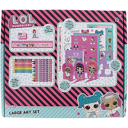 LOL Surprise Large Art Set | Colouring Set | Colouring Posters | Stickers Sheet | Girls Gifts | Stationary Set | School Supplies | LOL Stationery Set | Writing Pencils