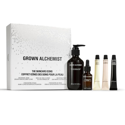 Grown Alchemist The Skincare Icons Kit - Skin Care Set, Hydrating Face Cleanser, Day Cream, Natural Lip Balm, Skin Renewal Serum, Defense Face Primer-