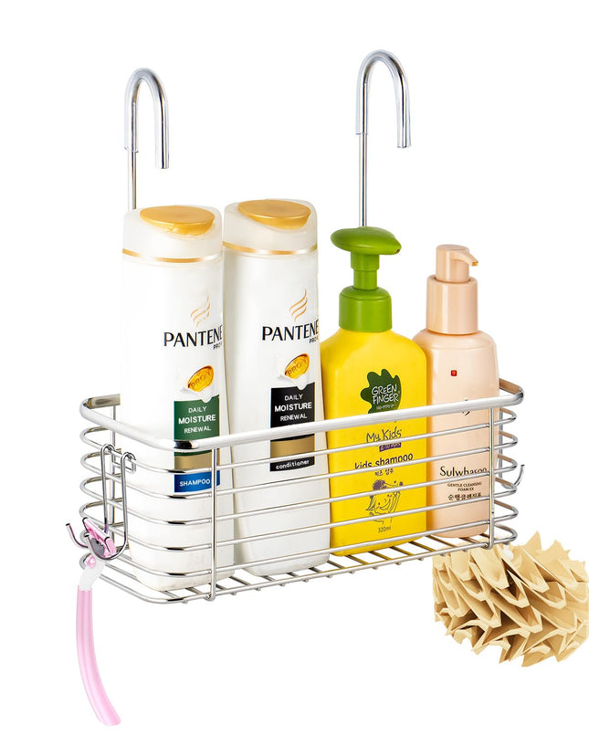 YQh Hanging Shower Rack, Bathroom Rack Storage Rack, Shampoo Bracket, The Back Hook can be rotated, and can be Hung on The Faucet or Cross bar, 304
