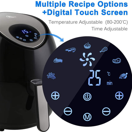 Air Fryer, Uten Air Fryers Oven, 4.5L Oil Free Fryer with Detachable Basket, Timer and Fully Adjustable Temperature Control for Healthy Oil Free & Low