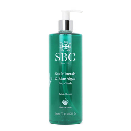 SBC Skincare Sea Minerals & Blue Algae Body Wash - 500ml | Cleansing Shower Gel For Men and Women | Vegan Shower Gel | Hydrating Bath And Shower Body
