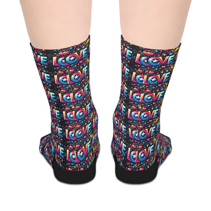 One Love Colorful Love Pattern Mid-Length Socks - Fun & Playful Gift for Any Occasion