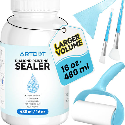 ARTDOT 480 ML Diamond Art Sealer Kits for Adults, Crystal Art Large Capacity Glue as Diamond Painting Accessories and Jigsaw Puzzles Tools