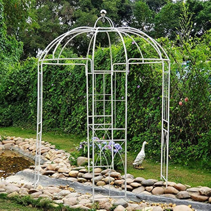 SCENDOR 106.7"L x 81.5"H x 81.5"W Garden Arch Birdcage Shape Metal Gazebo Pergola Pavilion, Arbour Rose Trellis Metal Durable Iron Ues for Outdoor Climbing Plants Wedding Arches Ceremony