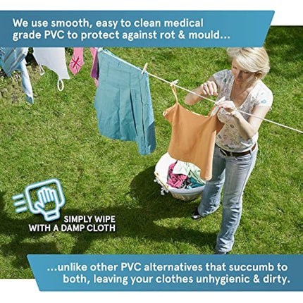 “The Strongest” Steel Washing Line by Smith‘s® (Brown, Size 50m/164ft) | Super Strong, Lifelong, Heavy-Duty Outdoor & Indoor Clothesline | Rot, Mould & Weather Resistant | Lifelong Guarantee!