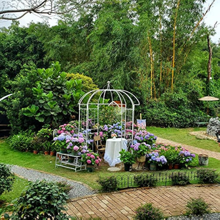 SCENDOR 106.7"L x 81.5"H x 81.5"W Garden Arch Birdcage Shape Metal Gazebo Pergola Pavilion, Arbour Rose Trellis Metal Durable Iron Ues for Outdoor Climbing Plants Wedding Arches Ceremony