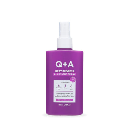 Q+A Heat Protect All-In-One Spray (150ml), Heat Protection Spray for Hair, 13-Benefit Multi-Tasking Heat Protectant, Strengthening and Anti-Frizz Hair