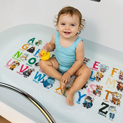 ShineCozy Cartoon Kids Bath Mat - Non Slip Bathtub Mat 35x16 Inch XL Large Size Tub Mats Anti Slip Shower Mats for Bathroom Floor (Animals), (FHD-NEW)
