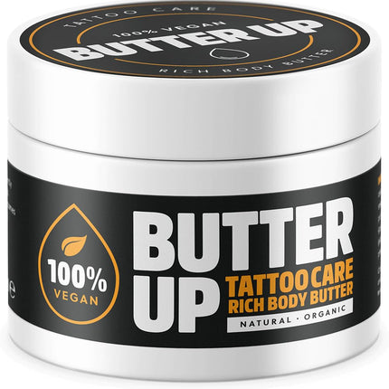 Butter Up Tattoo Aftercare - Heals & Brightens Tattoos, Natural, Organic, Cruelty Free, Rich Creamy Vegan Body Butter 100ml UK Made