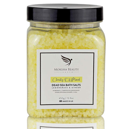 Dead Sea Bath Salts - Made in UK (450g) Natural Dead Sea Bath Salt for Women, Men. Lemongrass Essential Oils Christmas Gifts