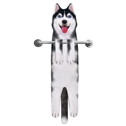 AGRIMONY AdultHusky Dog Funny Hand Towels for Bathroom Kitchen -Cute Decor Dog Mum Dad Women Fathers Mothers Day Easter Gifts Decorative Hanging