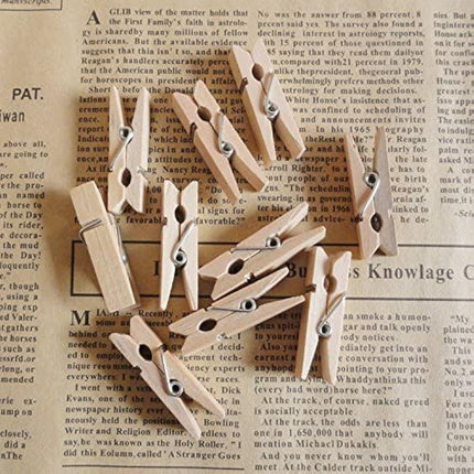 jijAcraft 3.5cm Mini Wooden Pegs: 100Pcs Mini Photos Pegs for DIY Crafts Brown Photo Display Clips Small Wooden Clothes Peg for Hanging Photos Cards