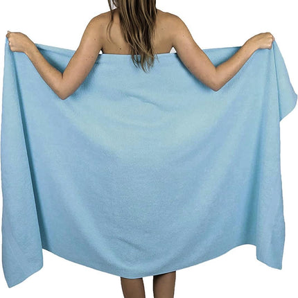 Wholesale Trade Dealz Extra Large Bath Sheet 100 x 200 cm Super Jumbo Big Bath Sheets Towels Beach Body Wrap XL Bath Towels 600-GSM (Sky Blue)