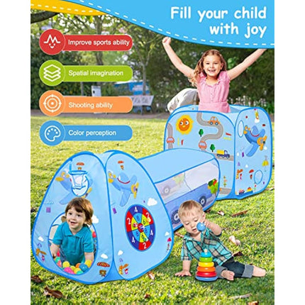 MAIKEHIGH Kids Play Tent and Tunnel, 3 in 1 Pop Up Play Tent Ball Pit for Toddlers Indoor Outdoor Playhouse with Crawl Tunnel Toy Gift for Children Baby Girls Boys