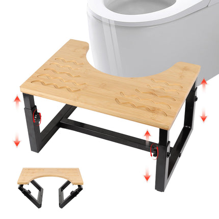 BlyeMichdi Folding Bamboo Squatting Potty for Adult Toilet Stool, 7/8/9 Inch Non-Slip Toilet Poo Stool Adult, Kids Aid and Seniors, Portable and