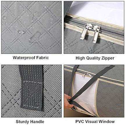 Astoryou 105L Large Storage Bags with Zips, 2 PCS Duvet Storage Bag King Size, Breathable Underbed Storage Bags for Bedding, Clothes, Duvets, Pillows, Quilt, Blankets