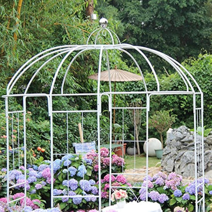 SCENDOR 106.7"L x 81.5"H x 81.5"W Garden Arch Birdcage Shape Metal Gazebo Pergola Pavilion, Arbour Rose Trellis Metal Durable Iron Ues for Outdoor Climbing Plants Wedding Arches Ceremony
