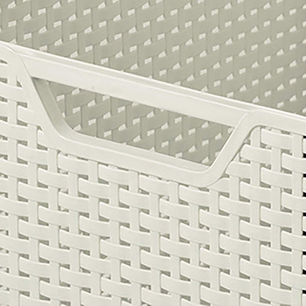 Curver Style Rattan Effect Kitchen, Living room, Bathroom, Bedroom, Utility Large Rectangular Storage Basket 30 Litres - White