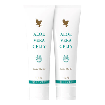 Forever Living Products Aloe Vera Gelly, 118ml, Lubricates sensitive skin, stain free, perfect after-sun care, Vegan friendly, Gluten free. (bundle of