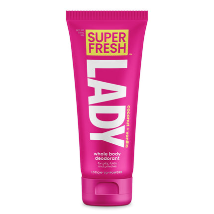 Lady Parts Feminine Hygiene Body POWDER Deodorant Lotion For Breasts, Private Parts, Crotch & Inner Thigh to Stop Odor & Friction - Aluminum Free