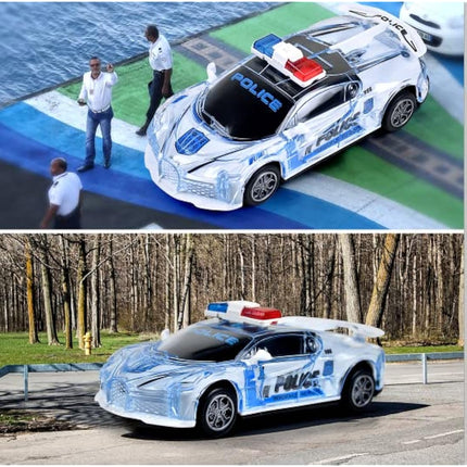 Tuko Police Car Toy with Light and Sound, 1:36 Car Toy for 3+ Years Old Boy and Girl Gift,White